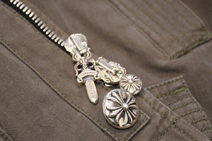 極美品 CHROME HEARTS クロムハーツ CHERRY BOMB チェリーボム ミリタリージャケット サイズXXL クロスボールボタン シルバー925 中古 4b012268