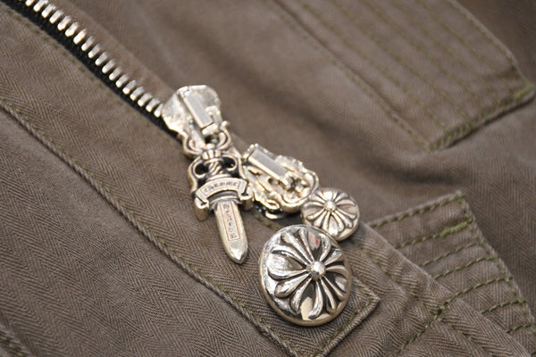 極美品 CHROME HEARTS クロムハーツ CHERRY BOMB チェリーボム ミリタリージャケット サイズXXL クロスボールボタン シルバー925 中古 4b012268