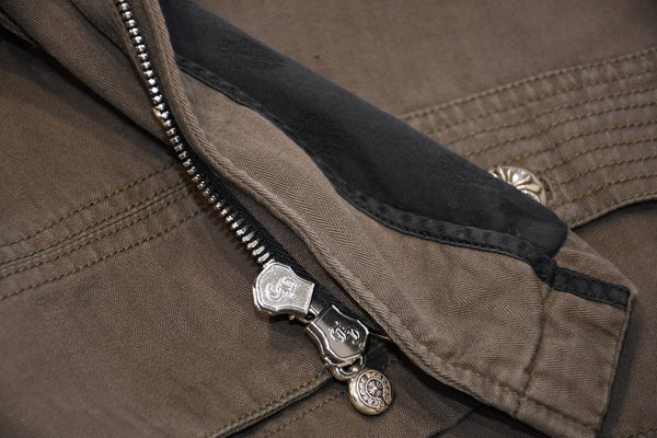 極美品 CHROME HEARTS クロムハーツ CHERRY BOMB チェリーボム ミリタリージャケット サイズXXL クロスボールボタン シルバー925 中古 4b012268