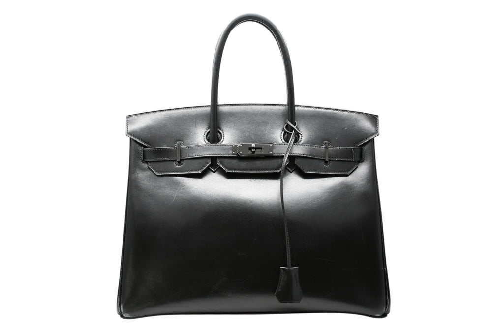極美品 超希少 HERMES エルメス バーキン35 ハンドバッグ ソーブラック □O 中古 4b012277