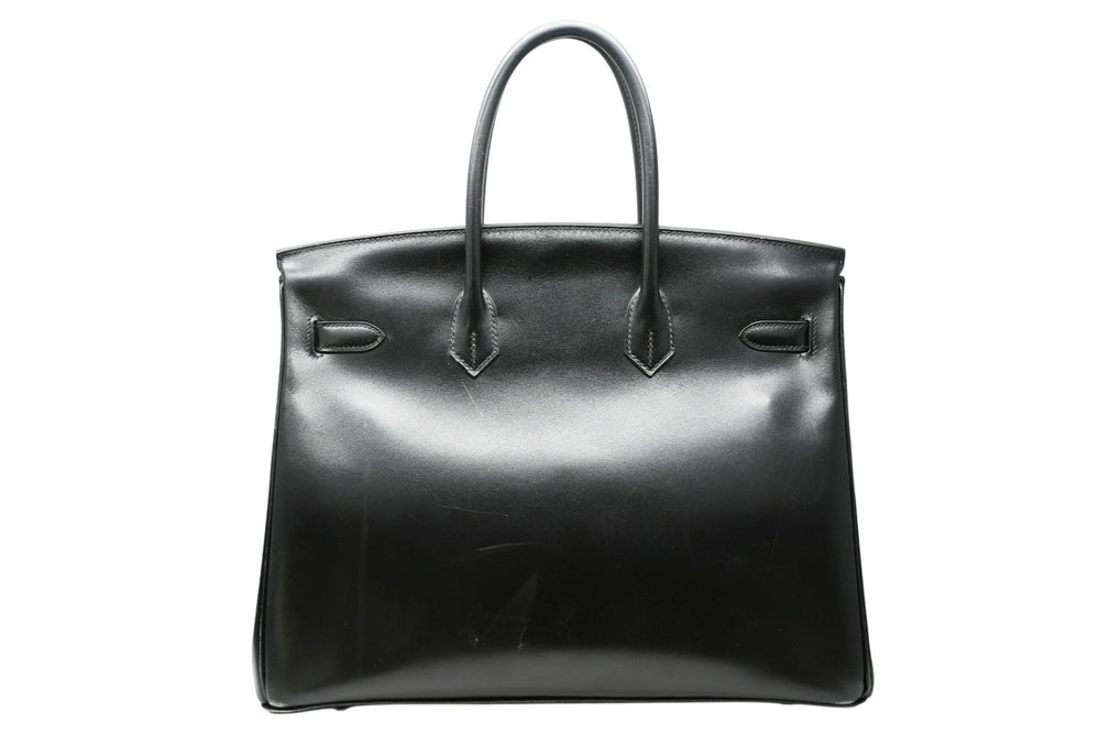 極美品 超希少 HERMES エルメス バーキン35 ハンドバッグ ソーブラック □O 中古 4b012277