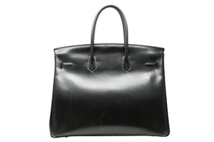 極美品 超希少 HERMES エルメス バーキン35 ハンドバッグ ソーブラック □O 中古 4b012277