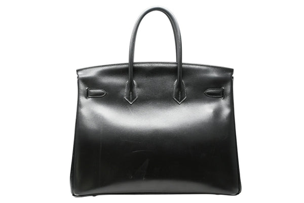 極美品 超希少 HERMES エルメス バーキン35 ハンドバッグ ソーブラック □O 中古 4b012277