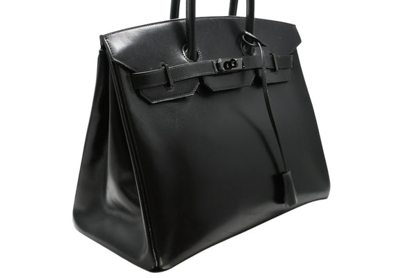極美品 超希少 HERMES エルメス バーキン35 ハンドバッグ ソーブラック □O 中古 4b012277