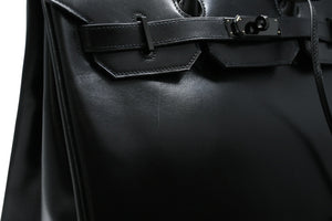 極美品 超希少 HERMES エルメス バーキン35 ハンドバッグ ソーブラック □O 中古 4b012277