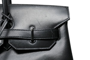 極美品 超希少 HERMES エルメス バーキン35 ハンドバッグ ソーブラック □O 中古 4b012277