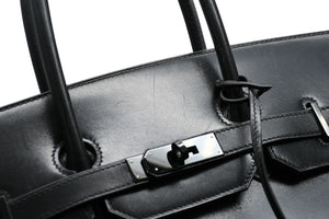 極美品 超希少 HERMES エルメス バーキン35 ハンドバッグ ソーブラック □O 中古 4b012277