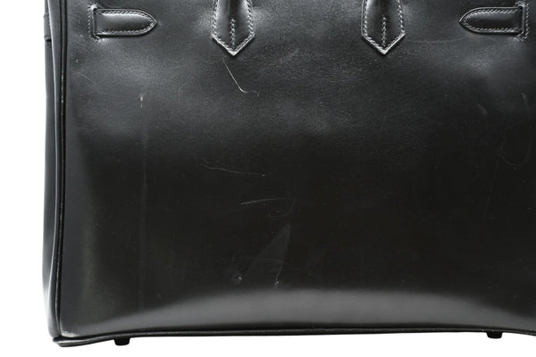 極美品 超希少 HERMES エルメス バーキン35 ハンドバッグ ソーブラック □O 中古 4b012277