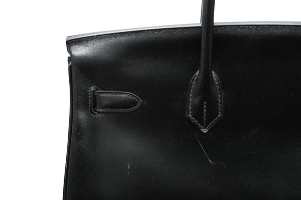 極美品 超希少 HERMES エルメス バーキン35 ハンドバッグ ソーブラック □O 中古 4b012277