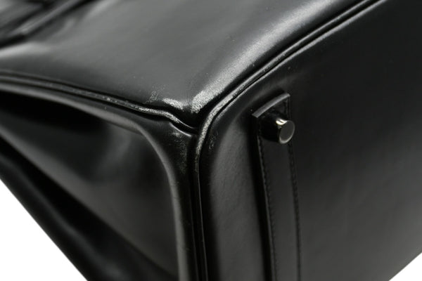 極美品 超希少 HERMES エルメス バーキン35 ハンドバッグ ソーブラック □O 中古 4b012277