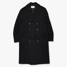 画像をギャラリービューアに読み込む, CELINE セリーヌ コート トレンチコート ブラック ウール サイズ50 美品 中古 4b012285