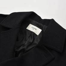 画像をギャラリービューアに読み込む, CELINE セリーヌ コート トレンチコート ブラック ウール サイズ50 美品 中古 4b012285