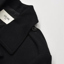 画像をギャラリービューアに読み込む, CELINE セリーヌ コート トレンチコート ブラック ウール サイズ50 美品 中古 4b012285
