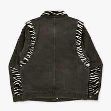 Load image into Gallery viewer, 新品同様品 CELINE セリーヌ ジャケット デニムジャケット ゼブラ ブラック サイズL コットン ウール 中古 4b012286