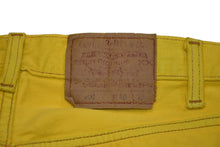 Load image into Gallery viewer, 新品未使用 デニムパンツ U VNTG JEAN BK 501 RED TAB セメタリークロスパッチ イエロー コットン レザー サイズ38 中古 4b012298