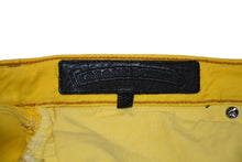 Load image into Gallery viewer, 新品未使用 デニムパンツ U VNTG JEAN BK 501 RED TAB セメタリークロスパッチ イエロー コットン レザー サイズ38 中古 4b012298