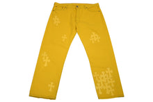 Load image into Gallery viewer, 新品未使用 デニムパンツ U VNTG JEAN BK 501 RED TAB セメタリークロスパッチ イエロー コットン レザー サイズ38 中古 4b012298