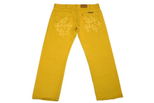 Load image into Gallery viewer, 新品未使用 デニムパンツ U VNTG JEAN BK 501 RED TAB セメタリークロスパッチ イエロー コットン レザー サイズ38 中古 4b012298