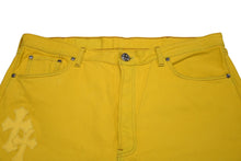 Load image into Gallery viewer, 新品未使用 デニムパンツ U VNTG JEAN BK 501 RED TAB セメタリークロスパッチ イエロー コットン レザー サイズ38 中古 4b012298