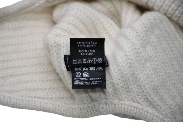 極美品 CHANEL シャネル 25AW フライトキャップ パイロットキャップ AAB271 ココマーク カシミヤ シルク アイボリー 中古 4b012301