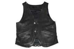CHROME HEARTS クロムハーツ レザーベスト サイズM クロスボールボタン ブラック 美品 中古 4b012310