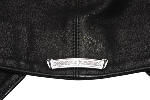 CHROME HEARTS クロムハーツ レザーベスト サイズM クロスボールボタン ブラック 美品 中古 4b012310