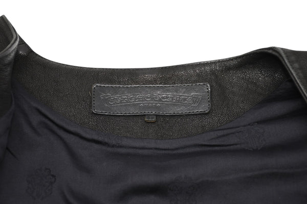 CHROME HEARTS クロムハーツ レザーベスト サイズM クロスボールボタン ブラック 美品 中古 4b012310