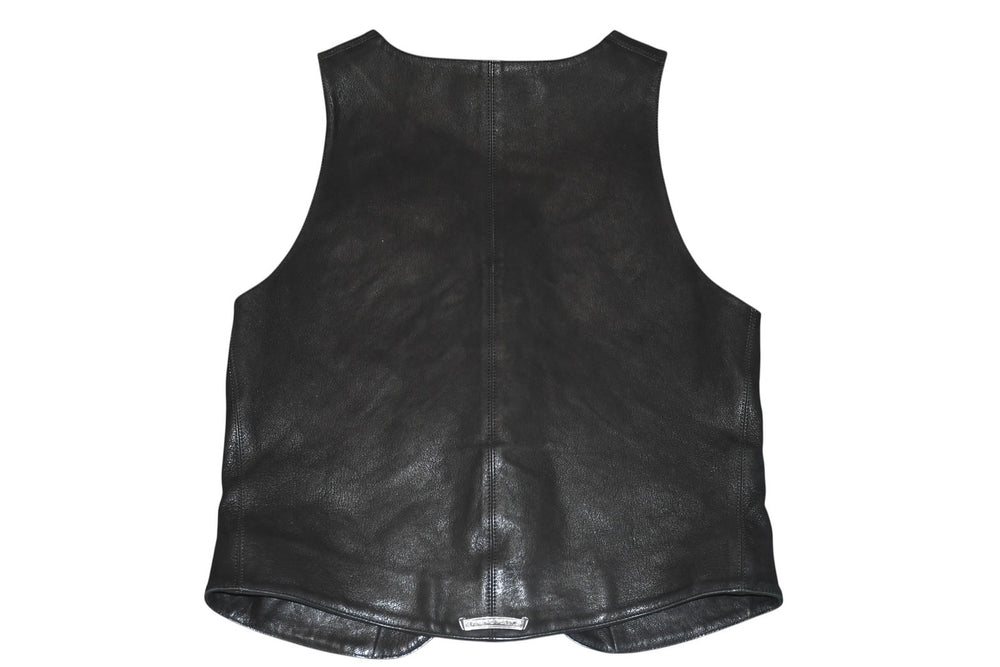 CHROME HEARTS Leather Vest Size M Cross Ball Button Black Good Condition Used 4b012310