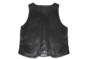 CHROME HEARTS クロムハーツ レザーベスト サイズM クロスボールボタン ブラック 美品 中古 4b012310