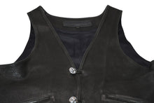 Load image into Gallery viewer, CHROME HEARTS クロムハーツ レザーベスト サイズM クロスボールボタン ブラック 美品 中古 4b012310