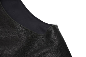 CHROME HEARTS クロムハーツ レザーベスト サイズM クロスボールボタン ブラック 美品 中古 4b012310