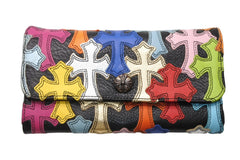 新品未使用 オーダー品 CHROME HEARTS クロムハーツ 長財布 クロスボタン ジュディ マルチパッチ ブラック レザー 中古 4b012312