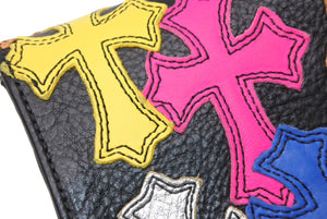 新品未使用 オーダー品 CHROME HEARTS クロムハーツ 長財布 クロスボタン ジュディ マルチパッチ ブラック レザー 中古 4b012312