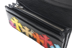 新品未使用 オーダー品 CHROME HEARTS クロムハーツ 長財布 クロスボタン ジュディ マルチパッチ ブラック レザー 中古 4b012312