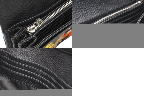 新品未使用 オーダー品 CHROME HEARTS クロムハーツ 長財布 クロスボタン ジュディ マルチパッチ ブラック レザー 中古 4b012312