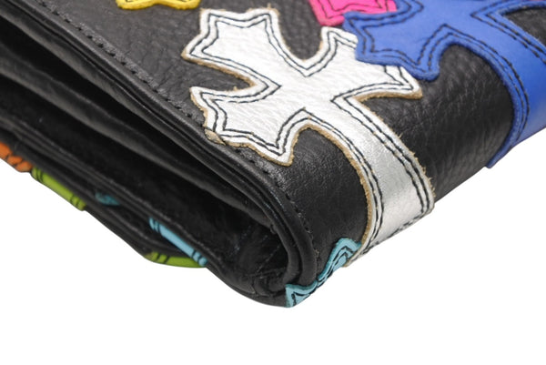 新品未使用 オーダー品 CHROME HEARTS クロムハーツ 長財布 クロスボタン ジュディ マルチパッチ ブラック レザー 中古 4b012312