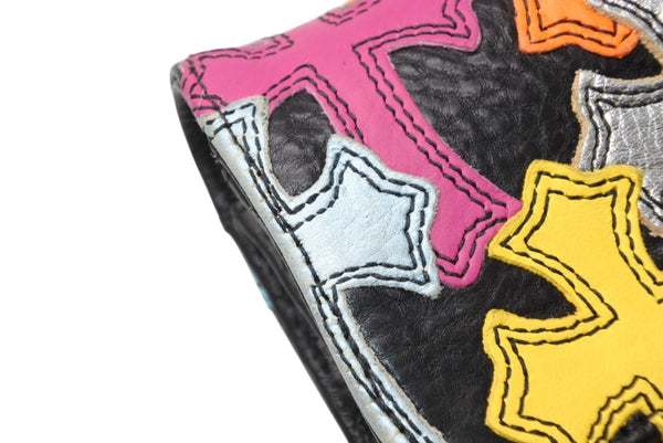 新品未使用 オーダー品 CHROME HEARTS クロムハーツ 長財布 クロスボタン ジュディ マルチパッチ ブラック レザー 中古 4b012312