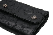 画像をギャラリービューアに読み込む, 新品未使用 CHROME HEARTS クロムハーツ ウェーブ ウォレット セメタリー 二つ折り財布 ブラック レザー シルバー金具 中古 4b012313
