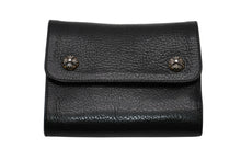 Load image into Gallery viewer, 新品未使用 CHROME HEARTS クロムハーツ ミニ ウェーブ ウォレット 長財布 クロスボールボタン ダガージップ シルバー925 レザー ブラック 中古 4b012323