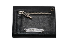 Load image into Gallery viewer, 新品未使用 CHROME HEARTS クロムハーツ ミニ ウェーブ ウォレット 長財布 クロスボールボタン ダガージップ シルバー925 レザー ブラック 中古 4b012323