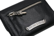Load image into Gallery viewer, 新品未使用 CHROME HEARTS クロムハーツ ミニ ウェーブ ウォレット 長財布 クロスボールボタン ダガージップ シルバー925 レザー ブラック 中古 4b012323