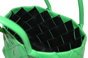 BOTTEGAVENETA ボッテガヴェネタ イントレチャート ハンドバッグ グリーン カーフ ゴールド金具 美品 中古 4b012367