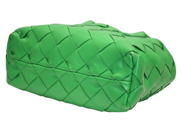 BOTTEGAVENETA ボッテガヴェネタ イントレチャート ハンドバッグ グリーン カーフ ゴールド金具 美品 中古 4b012367