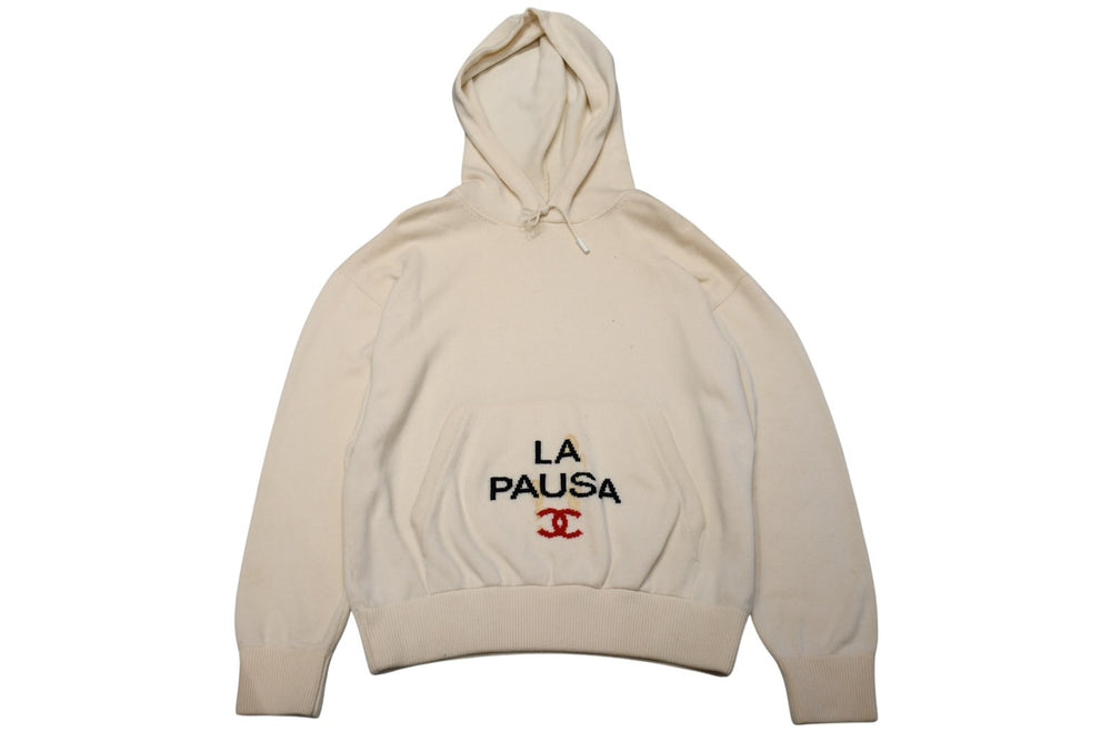 CHANEL シャネル LA PAUSA フーディー パーカー P60445K46041 サイズ46 ココマーク カシミヤ アイボリー 良品 中古 4b012376
