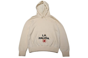 CHANEL シャネル LA PAUSA フーディー パーカー P60445K46041 サイズ46 ココマーク カシミヤ アイボリー 良品 中古 4b012376