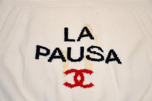 CHANEL シャネル LA PAUSA フーディー パーカー P60445K46041 サイズ46 ココマーク カシミヤ アイボリー 良品 中古 4b012376