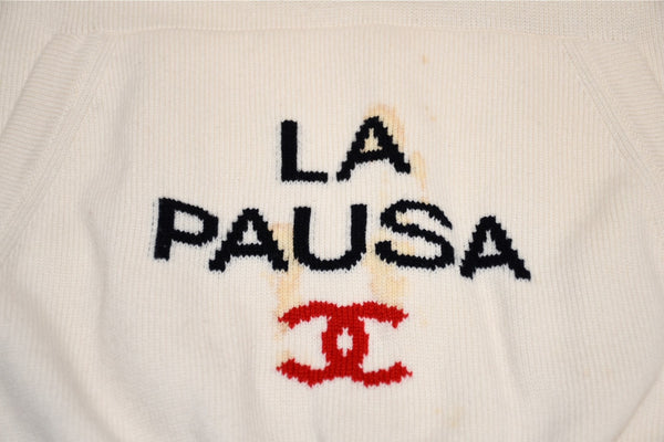 CHANEL シャネル LA PAUSA フーディー パーカー P60445K46041 サイズ46 ココマーク カシミヤ アイボリー 良品 中古 4b012376