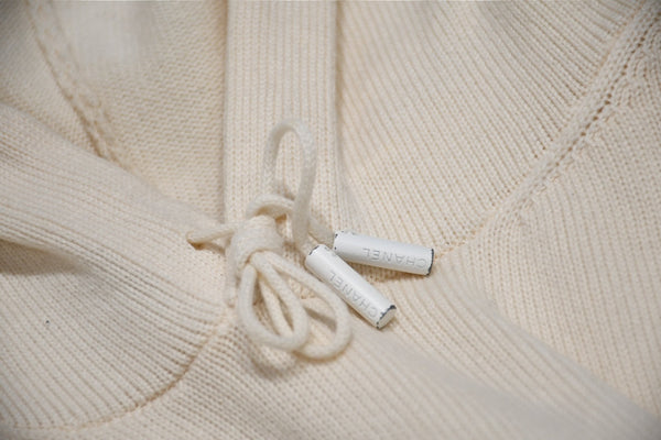 CHANEL シャネル LA PAUSA フーディー パーカー P60445K46041 サイズ46 ココマーク カシミヤ アイボリー 良品 中古 4b012376