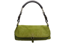 Load image into Gallery viewer, PRADA プラダ ワンショルダーバッグ BR1825 スウェード トライアングルロゴ 三角プレート グリーン シルバー金具 美品 中古 4b012433