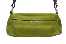 Load image into Gallery viewer, PRADA プラダ ワンショルダーバッグ BR1825 スウェード トライアングルロゴ 三角プレート グリーン シルバー金具 美品 中古 4b012433